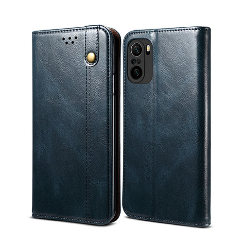 Leather Case Stands Flip Cover Holder B01S for Xiaomi Redmi K40 5G Blue