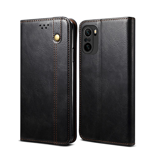 Leather Case Stands Flip Cover Holder B01S for Xiaomi Redmi K40 Pro 5G Black