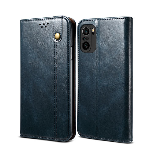 Leather Case Stands Flip Cover Holder B01S for Xiaomi Redmi K40 Pro+ Plus 5G Blue