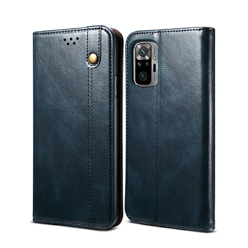 Leather Case Stands Flip Cover Holder B01S for Xiaomi Redmi Note 10 Pro 4G Blue