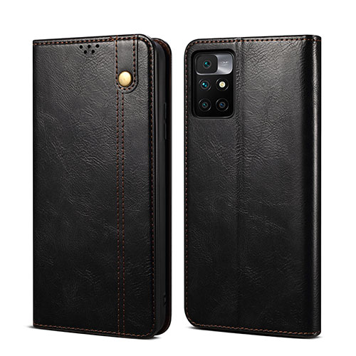 Leather Case Stands Flip Cover Holder B01S for Xiaomi Redmi Note 11 4G (2021) Black