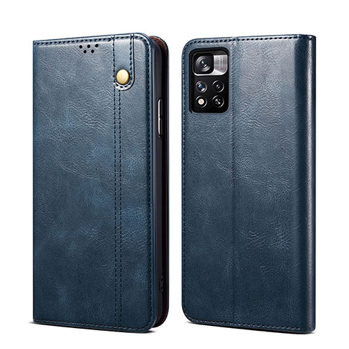 Leather Case Stands Flip Cover Holder B01S for Xiaomi Redmi Note 11 5G Blue