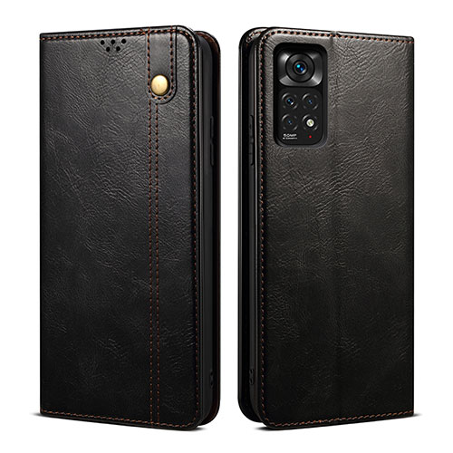 Leather Case Stands Flip Cover Holder B01S for Xiaomi Redmi Note 11 Pro 4G Black