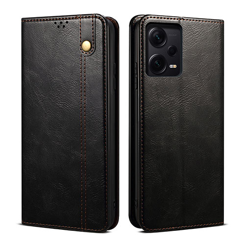 Leather Case Stands Flip Cover Holder B01S for Xiaomi Redmi Note 12 Pro+ Plus 5G Black