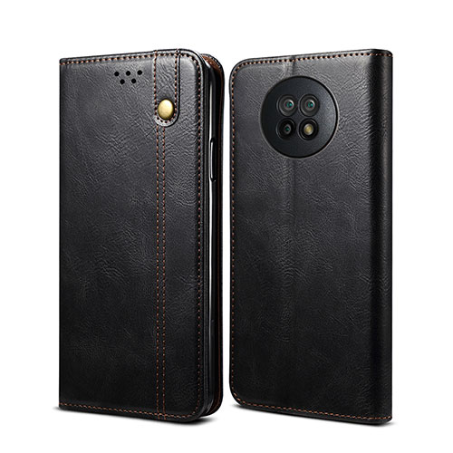 Leather Case Stands Flip Cover Holder B01S for Xiaomi Redmi Note 9 5G Black