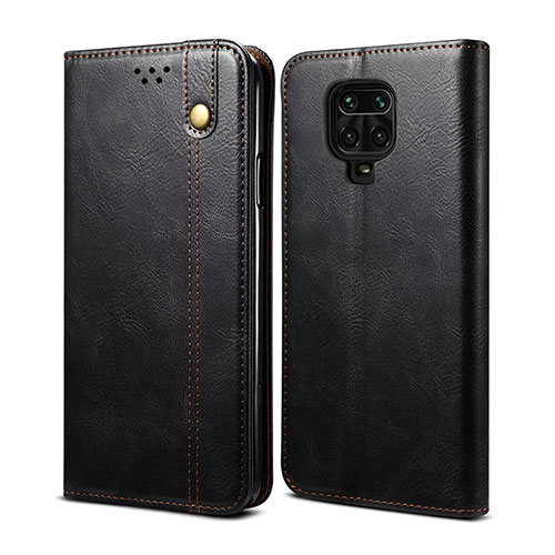 Leather Case Stands Flip Cover Holder B01S for Xiaomi Redmi Note 9S Black