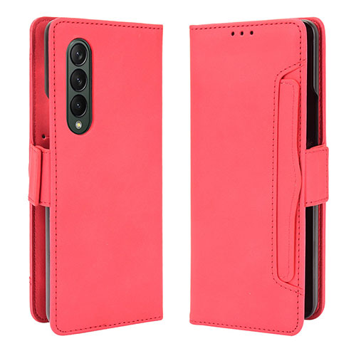 Leather Case Stands Flip Cover Holder B01Y for Samsung Galaxy Z Fold3 5G Red