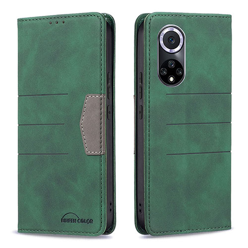 Leather Case Stands Flip Cover Holder B02F for Huawei Honor 50 5G Green