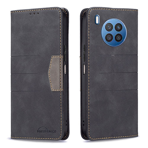 Leather Case Stands Flip Cover Holder B02F for Huawei Nova 8i Black