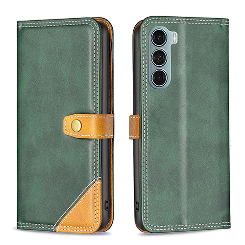 Leather Case Stands Flip Cover Holder B02F for Motorola Moto Edge S30 5G Green