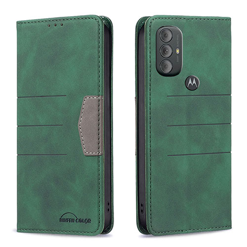 Leather Case Stands Flip Cover Holder B02F for Motorola Moto G Play (2023) Green