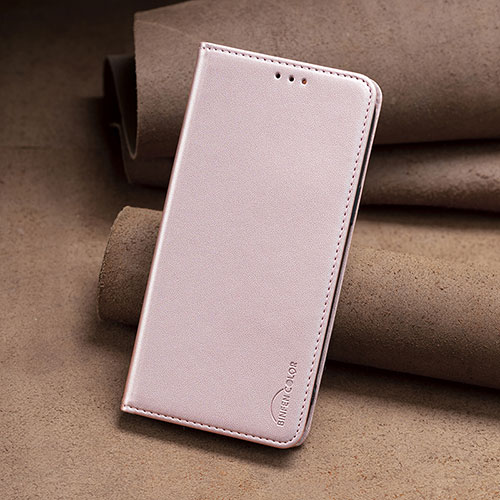 Leather Case Stands Flip Cover Holder B02F for Nokia G11 Rose Gold