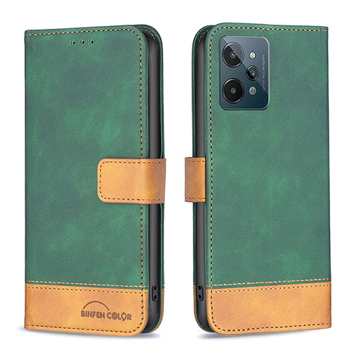 Leather Case Stands Flip Cover Holder B02F for Realme C31 Green