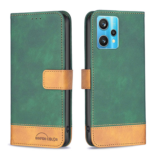 Leather Case Stands Flip Cover Holder B02F for Realme Narzo 50 Pro 5G Green