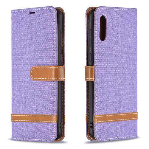 Leather Case Stands Flip Cover Holder B02F for Samsung Galaxy A02 Clove Purple