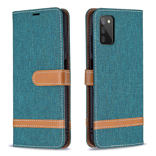 Leather Case Stands Flip Cover Holder B02F for Samsung Galaxy A02s Green