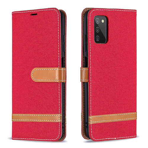 Leather Case Stands Flip Cover Holder B02F for Samsung Galaxy A03s Red