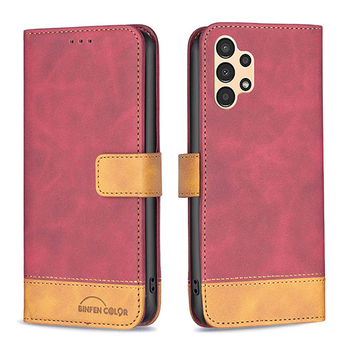 Leather Case Stands Flip Cover Holder B02F for Samsung Galaxy A13 4G Red