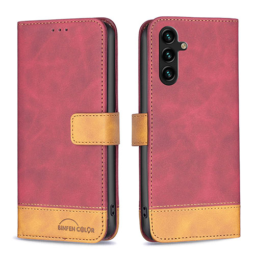 Leather Case Stands Flip Cover Holder B02F for Samsung Galaxy A13 5G Red