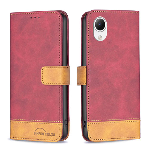 Leather Case Stands Flip Cover Holder B02F for Samsung Galaxy A23 5G SC-56C Red