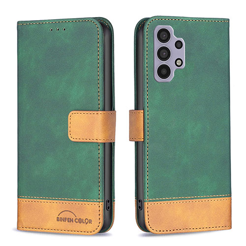 Leather Case Stands Flip Cover Holder B02F for Samsung Galaxy A32 4G Green