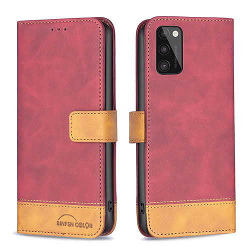 Leather Case Stands Flip Cover Holder B02F for Samsung Galaxy A41 Red