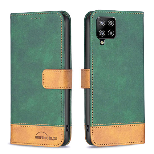 Leather Case Stands Flip Cover Holder B02F for Samsung Galaxy A42 5G Green