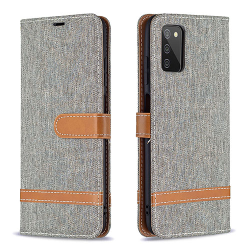 Leather Case Stands Flip Cover Holder B02F for Samsung Galaxy F02S SM-E025F Gray