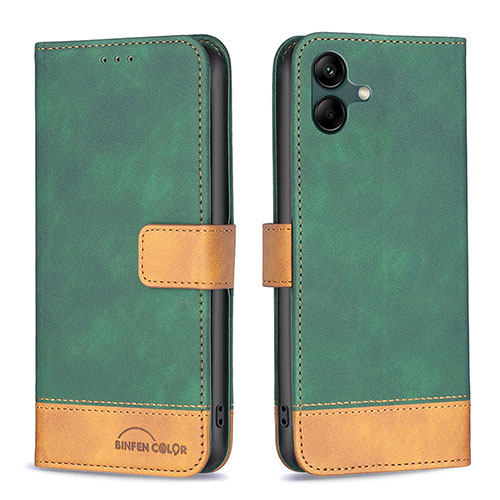 Leather Case Stands Flip Cover Holder B02F for Samsung Galaxy F04 Green