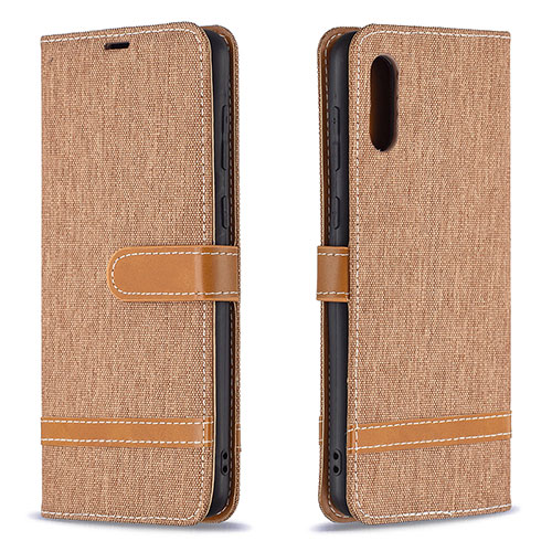 Leather Case Stands Flip Cover Holder B02F for Samsung Galaxy M02 Gold