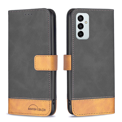 Leather Case Stands Flip Cover Holder B02F for Samsung Galaxy M23 5G Black