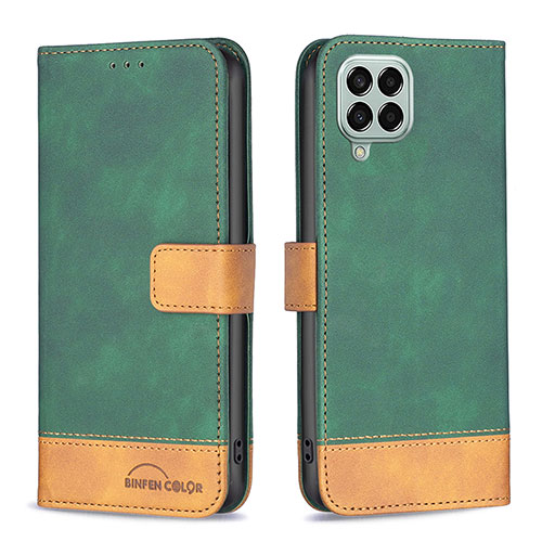 Leather Case Stands Flip Cover Holder B02F for Samsung Galaxy M33 5G Green