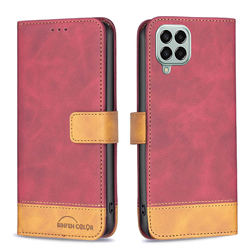 Leather Case Stands Flip Cover Holder B02F for Samsung Galaxy M33 5G Red