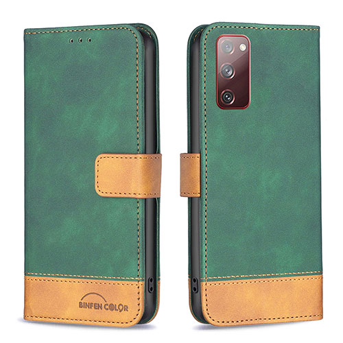 Leather Case Stands Flip Cover Holder B02F for Samsung Galaxy S20 FE 4G Green