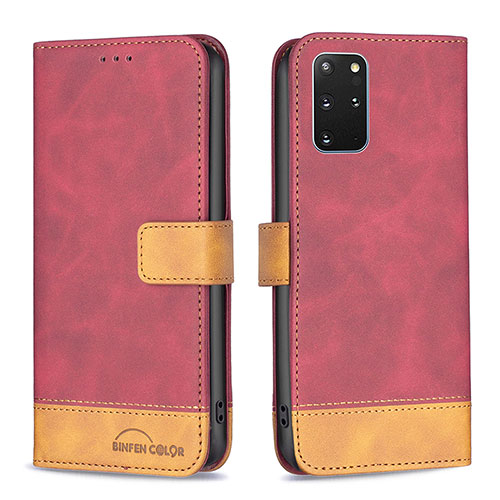 Leather Case Stands Flip Cover Holder B02F for Samsung Galaxy S20 Plus 5G Red