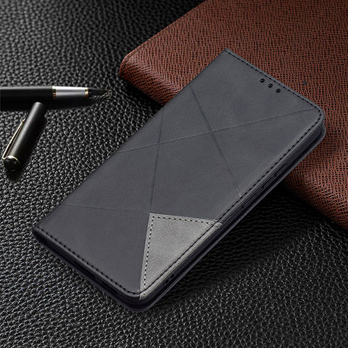 Leather Case Stands Flip Cover Holder B02F for Samsung Galaxy S23 Plus 5G Black