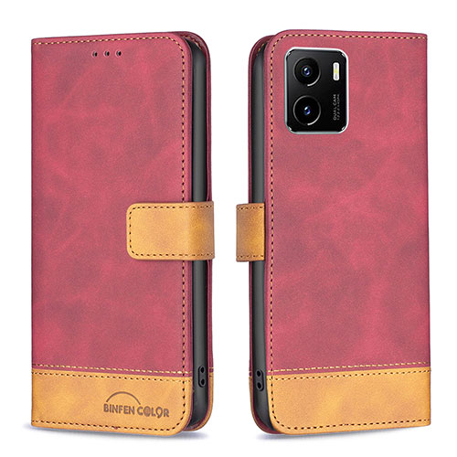 Leather Case Stands Flip Cover Holder B02F for Vivo Y01A Red