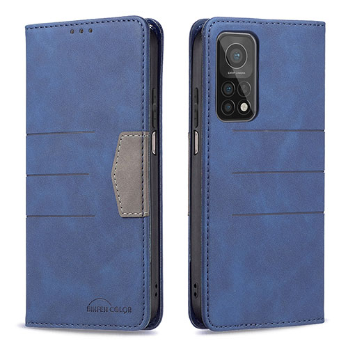 Leather Case Stands Flip Cover Holder B02F for Xiaomi Mi 10T 5G Blue