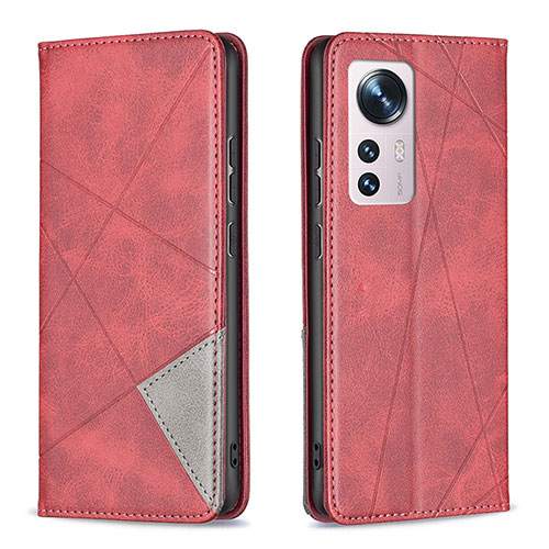 Leather Case Stands Flip Cover Holder B02F for Xiaomi Mi 12S 5G Red