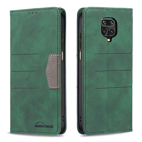 Leather Case Stands Flip Cover Holder B02F for Xiaomi Poco M2 Pro Green