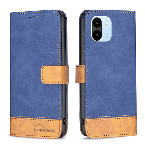 Leather Case Stands Flip Cover Holder B02F for Xiaomi Redmi A1 Blue