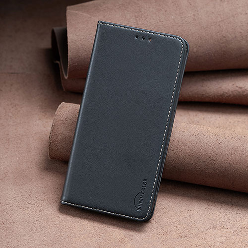 Leather Case Stands Flip Cover Holder B02F for Xiaomi Redmi Note 12 4G Black