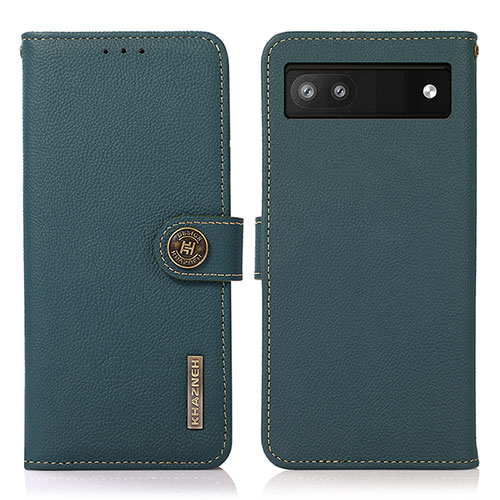 Leather Case Stands Flip Cover Holder B02H for Google Pixel 6a 5G Green