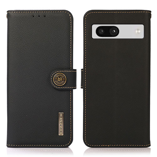 Leather Case Stands Flip Cover Holder B02H for Google Pixel 7a 5G Black