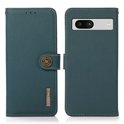 Leather Case Stands Flip Cover Holder B02H for Google Pixel 7a 5G Green