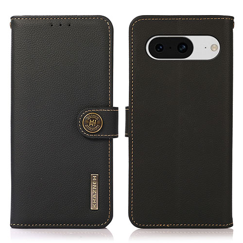 Leather Case Stands Flip Cover Holder B02H for Google Pixel 8 5G Black