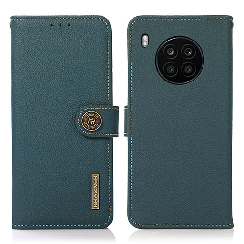 Leather Case Stands Flip Cover Holder B02H for Huawei Honor 50 Lite Green