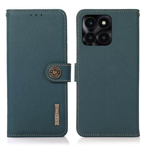 Leather Case Stands Flip Cover Holder B02H for Huawei Honor X6a Green