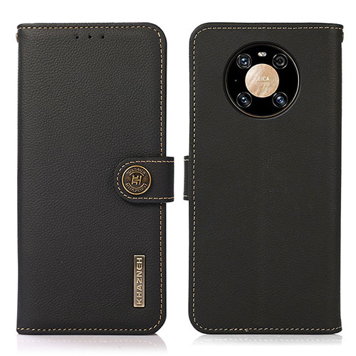 Leather Case Stands Flip Cover Holder B02H for Huawei Mate 40 Pro Black