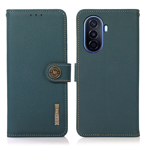 Leather Case Stands Flip Cover Holder B02H for Huawei Nova Y70 Green